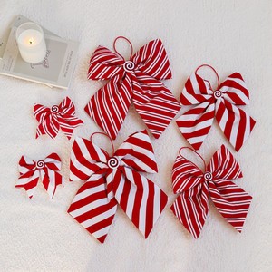 Witte Rode Strepen Kerstboom Strikken Xmas Candy Cane Stijl Kerststrikken Voor Voordeur Kast Trap Hek Slinger - Product Image 4
