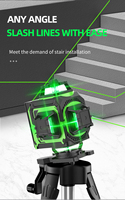 Niveau laser industriel 4D à faisceau vert 16 lignes 360 ° Mesures de précision DIY Puissance de la batterie Niveau laser rotatif pour la construction