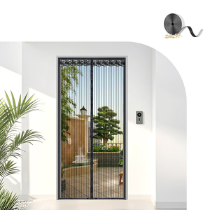 Cortina de red antimosquitos para puerta de malla magnética de verano con gancho y bucle de marco completo y encaje superior - Product Image 1