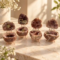Décoration de bureau en géode de cristal rose et violet, pierre de guérison, ornement de bureau, cadeau pour la maison, le bureau ou l'espace de méditation