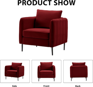 Fauteuil d'Appoint et Canapé Individuel en Velours, Chaise à Accoudoirs Moderne et Confortable avec Coussin Amovible et Pieds en Métal, Fauteuil de Lecture pour le Salon - Product Image 4