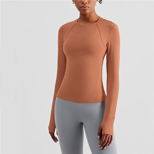 Camiseta deportiva <span class=keywords><strong>de</strong></span> manga larga para <span class=keywords><strong>mujer</strong></span>, prenda <span class=keywords><strong>de</strong></span> Yoga con orificio para el pulgar, ropa elástica para gimnasio y correr - Product Image 1