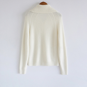 Pull en <span class=keywords><strong>laine</strong></span> <span class=keywords><strong>mérinos</strong></span> à double fermeture éclair, couleur unie, col rabattu, fin, pour femmes, printemps 2021 - Product Image 4