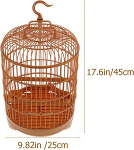 Besleme kase ve ayakta direkleri ile küçük kuş kafesi kuş kafesi plastik yuvarlak kuş kafesi asılı - Product Image 2