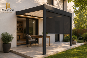 Pérgola de Aluminio RKOVE RK-C1, Toldo Retráctil Moderno para Balcón, Estructura con Recubrimiento de Polvo Negro, Cubierta para Exteriores - Product Image 5