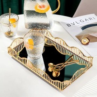 Plateau de service de luxe multifonctionnel avec miroir pour coiffeuse et bureau, idéal pour le rangement de bijoux et d'aliments