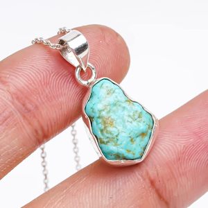 Collar con Colgante de Turquesa Natural en Bisel, Plata de Ley 925, Joyería con Piedras Preciosas Curativas, Unisex, para Uso Diario - Product Image 2