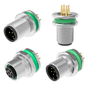 Westsaim không thấm nước IP67 M12 phía trước gắn chặt ổ cắm PCB loại phía sau gắn kết ổ cắm 2-17 pins M12 nam và nữ kết nối - Product Image 1
