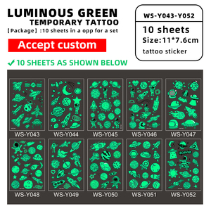 Personalizado niños dibujos animados luminoso espacio cohete UFO niños brillan en la oscuridad falso tatuaje pegatina impermeable tatuaje temporal - Product Image 2