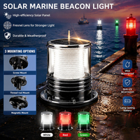 Balise lumineuse solaire LED, lampe de signalisation clignotante 3 couleurs, marqueur de mât marin étanche pour la navigation maritime