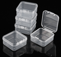 Boîte de rangement en plastique transparente avec couvercle à charnière pour petites pièces, bijoux, quincaillerie, boîte de rangement en plastique