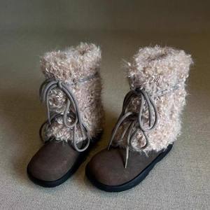 Botas de plataforma afelpadas para mujer, novedad 2025, en stock, estilo retro con cordones, botines cálidos de invierno con forro polar para la nieve - Product Image 3
