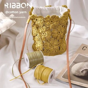 Pelotes <span class=keywords><strong>de</strong></span> fil tissé en <span class=keywords><strong>raphia</strong></span> Nuanda Textile, kits <span class=keywords><strong>de</strong></span> crochet faits main en coton-herbe pour l'été, motif blanchi, usine Baoding - Product Image 2