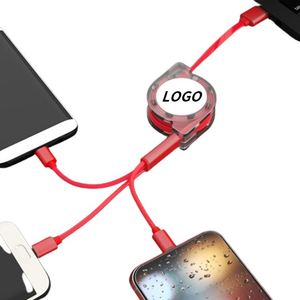 Câble de charge rapide 3-en-1 personnalisé blanc avec logo pour promotion d'entreprise, 1M - Product Image 4