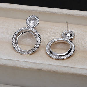 Boucles d'oreilles en argent S925 avec double perle 15,5 Ma Bei 6271, accessoires de bricolage, support vide pour la décoration des oreilles, composants de bijoux - Product Image 2
