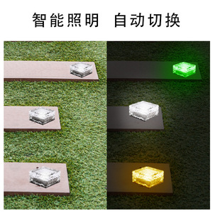 Lámpara Solar de Ladrillo para Exteriores, Luz Cálida Cuadrada de Vidrio para Jardín, Camino, Escalones, 10x10x5cm y 7x7x5cm, Interruptor Inductivo - Product Image 4