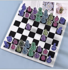 Early Riser DIY ajedrez molde de silicona tablero de ajedrez hecho a mano Rey reina resina epoxi molde - Product Image 5