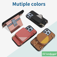 Tas Dompet Kulit Kosong, Dompet Kartu Kredit Selempang dengan Tali Leher
