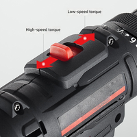 Perceuse sans fil à moteur à balais 12V/21V, lithium-ion, double vitesse, réversible, style pistolet, multifonctionnelle, perceuse électrique domestique