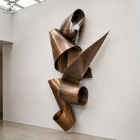 Sculpture murale abstraite en bronze en forme de ruban, artisanat métallique fini à la main, art moderne directement de l'usine pour la décoration murale des halls d'hôtels et des bureaux