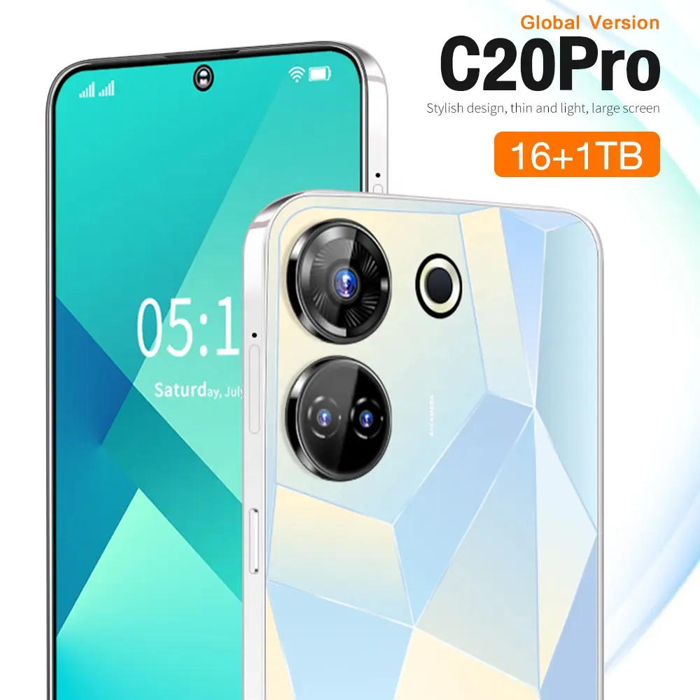 オリジナルC20pro携帯電話7.3インチ16gb1テラバイトGスマートフォンAndroid13売れ筋携帯電話50MP 108MP 8000mah