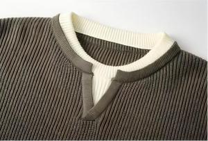 Custom Men Textured Knit Sweater Embroidery Logo Loose Fit Pullover Crew Neck Casual Fall Winter <b>Jumper</b> - Product Image 5
