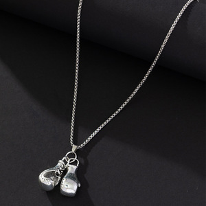 Stainless Steel <b>Boxing</b> <b>Glove</b> Pendant Necklace Zinc Alloy Antique Silver Unisex Daily Wear Fashion Body <b>Chain</b> - Product Image 4