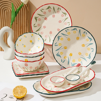Vente en gros de fleur florale turque céramique poterie grès assiette pour restaurant