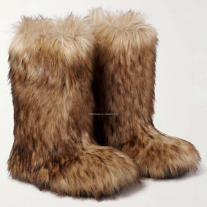 Bottes d'hiver en cuir chaud surdimensionnées moelleuses de luxe unisexe Bottes de motard en fourrure de <span class=keywords><strong>ski</strong></span> Bottes de motard en fourrure marron Bottes en fausse fourrure - Product Image 2