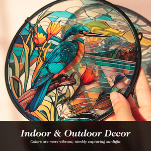 Atrapasoles de Vidrio Pintado con Aves y Animales, Estilo Rústico Art Deco, Adornos Colgantes de 16 cm para Decoración de Jardín y Patio - Product Image 4