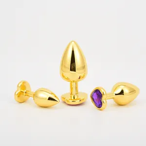 Metal anal plug Vagina Wearable Aluminum alloy plug Big Size Sex Toys golden color anal plug for adult toys