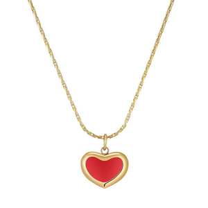 Collar de aleación de zinc con resina epoxi roja en forma de corazón para mujer, uso diario, regalo, cadena de joyería, color plata y oro - Product Image 5