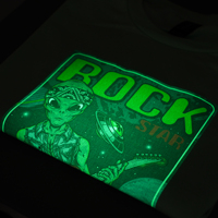 Impression DTF personnalisée qui brille dans le noir, prête à être pressée, transferts graphiques lumineux, autocollants pour vêtements, t-shirts