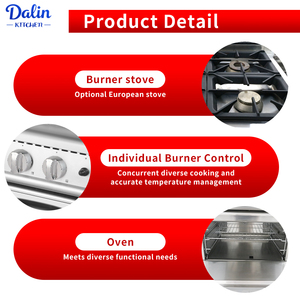 Horno de Gas Inteligente de Acero Inoxidable con 4 Quemadores, Profesional para Restaurantes, Estufa Combinada DL-RA-4-3, Equipo de Cocina Combinado - Product Image 2