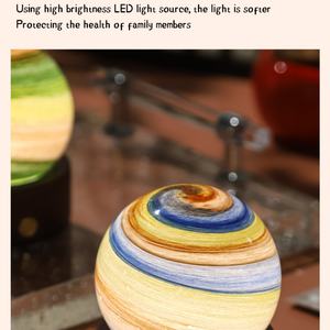 Lampe de table en verre coloré avec base en noyer, lampe de nuit LED intelligente, lampe de nuit de décembre à célébrer - Product Image 4