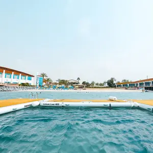 Leisure Land 422 Tiup Kolam Renang Pulau Mengambang Rakit Tiup Foil Air Jet Ski Dock Mengapung Platform dengan Tangga