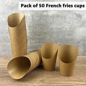 Vasos y Portavasos Desechables de Papel Kraft Grueso, Ecológicos y Degradables, para Papas Fritas, Huevo Frito y Otros Alimentos - Product Image 2
