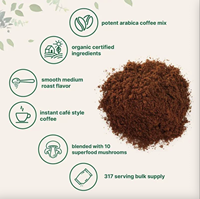 Poudre de café instantané aux champignons OEM personnalisée, goût neutre avec arômes d'épices et d'herbes, amincissant, emballage en sachet amer