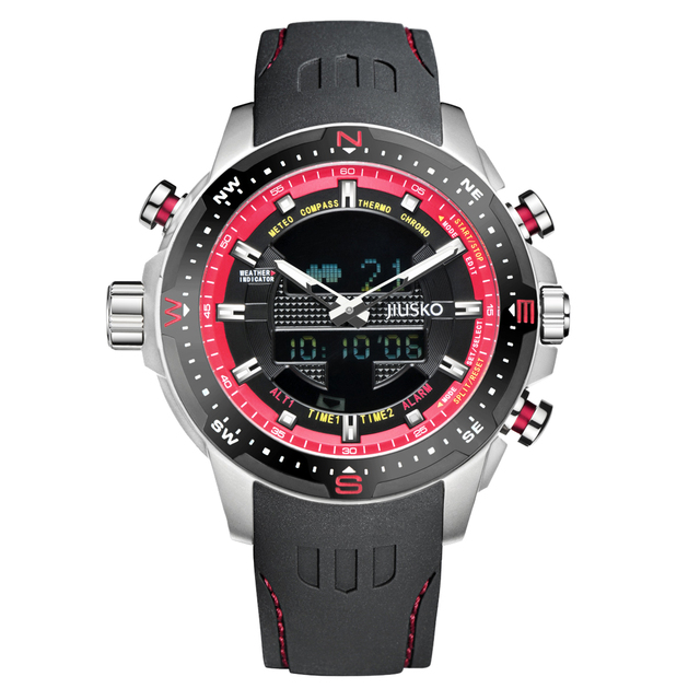 High Quality Men Waterproof Observation Thermometer Watch Chronograph Altimeter Compass Survival Watch