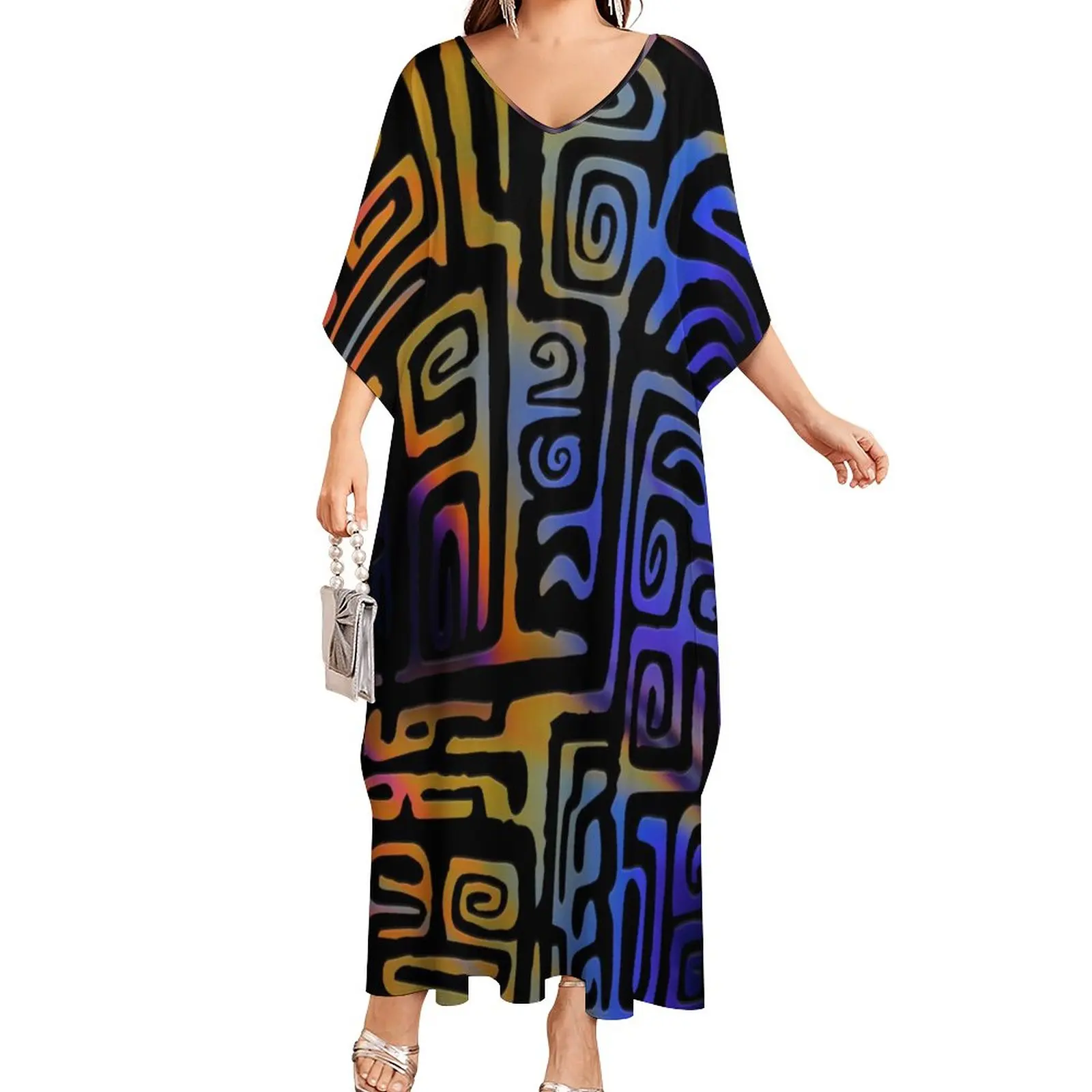 1MOQ Drop pengiriman Polynesian Elei desain suku kustom pesta ulang tahun pernikahan mode kasual ukuran besar gaun wanita