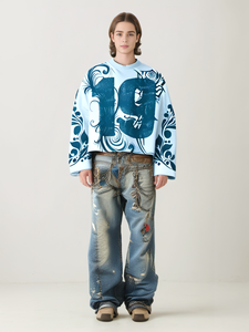 Maglietta a Maniche Lunghe Pesante Oversize Personalizzata Senza Stampa con Girocollo e Felpa Corta Boxy <span class=keywords><strong>Abbigliamento</strong></span> <span class=keywords><strong>Streetwear</strong></span> - Product Image 6