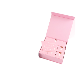 Boîte de calendrier de l'<span class=keywords><strong>avent</strong></span> de Noël rose réutilisable en gros, vierge, 12 jours, pour l'emballage de cosmétiques, bougies, porte-clés et bijoux - Product Image 1