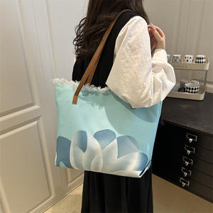 תיק נשים לנשים תיק קניות גדול קיבולת tote לוטוס נשים מזדמנים עבור מתנות שם מותאם אישית - Product Image 2