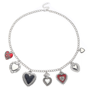 Collana con Ciondolo a Cuore Sacro Moyamiya, Catena con Charm Cristiano, Placcata in Oro 18k e Argento 925, Set Choker Unisex - Product Image 5