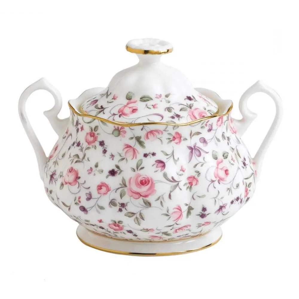 Di alta qualità 15 pezzi stile europeo di colore rosa fine bone china tazza da tè e teiera set per la vendita