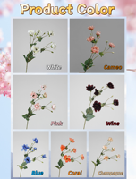Fleur artificielle d'anémone de soie blanche haut de gamme européenne décor à tige unique pour la maison fête des mères noël Thanksgiving