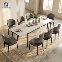 Table à manger extensible avec plateau en céramique en pierre frittée de 12 mm d'épaisseur, pieds en métal, multifonctions, meubles de salle à manger