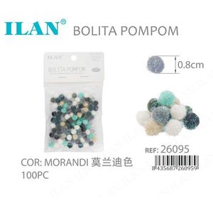 Ilan Bolita Pompom 0.8cm Couleur Morandi 100Pc Décoration artisanale - Product Image 1
