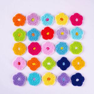 Mini Patch Brodé en Chenille à Thermocoller/Autocollant, 3,2 cm, Collection Mixte, Motif Fleur, pour Étiquette de Bagage et Décoration de Sac - Product Image 1