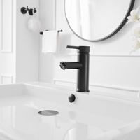 Salle de bain moderne de luxe Robinet de lavabo à poignée unique noir wc hôtel robinet d'eau en acier inoxydable